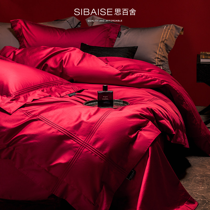 红色婚庆结婚四件套纯棉全棉2025新款高级感床上用品床单床笠被套