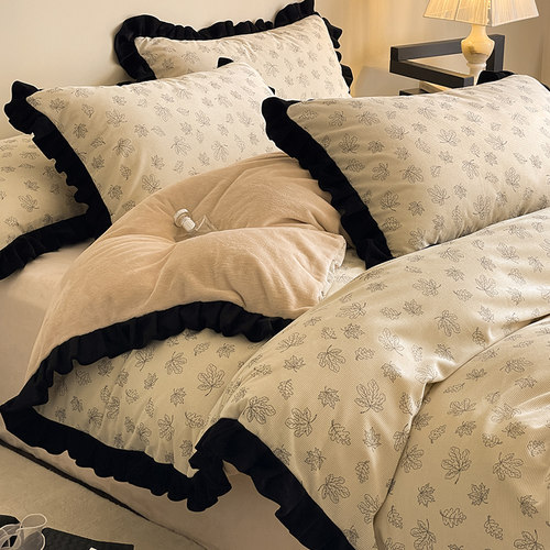 四件套灯芯绒牛奶绒冬季法式高级