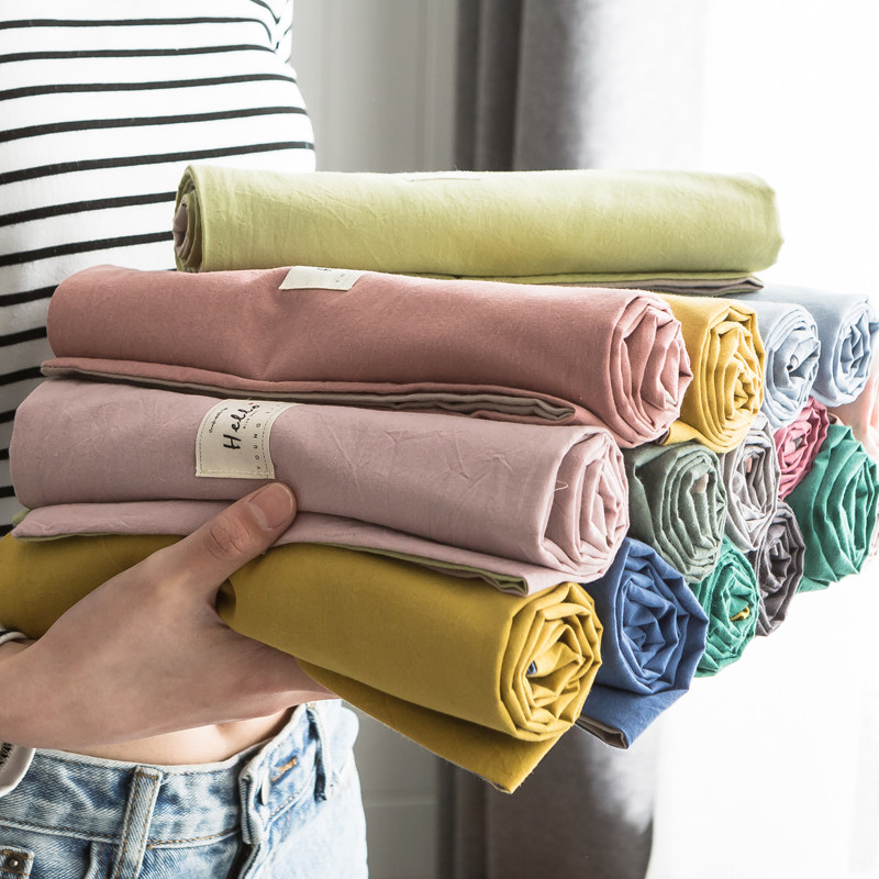 全棉水洗棉日式素色一对装枕芯套