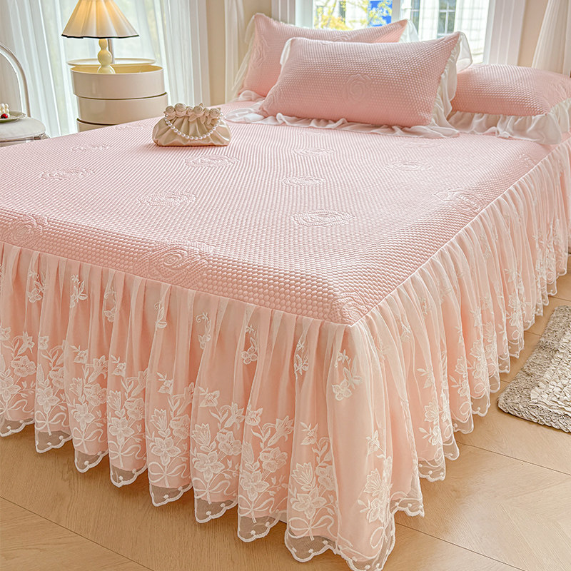 高端凉感床裙冰丝凉席三件套2025新款可机洗夏季空调席子折叠夏天