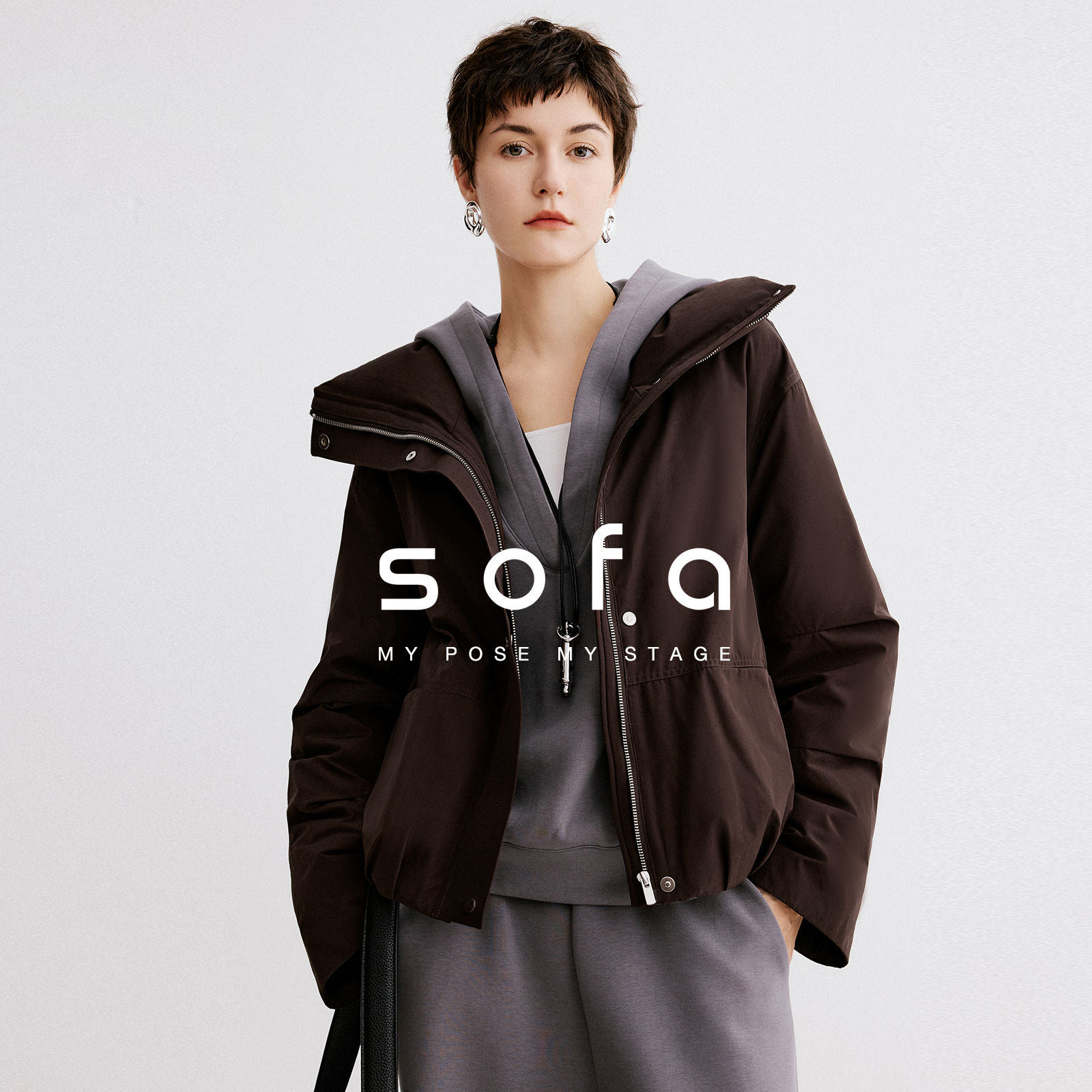 sofa极简静奢短款羽绒服