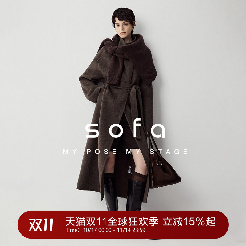 御寒保暖！sofa重磅高克重山羊绒羊毛天丝配比高奢双面呢大衣