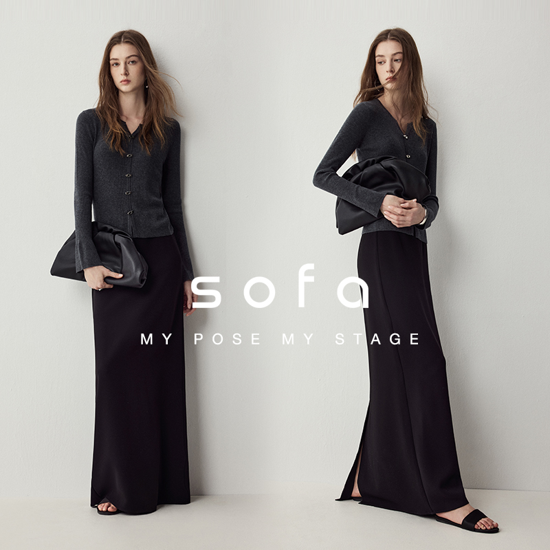 sofa绵羊毛套头时髦简约针织衫