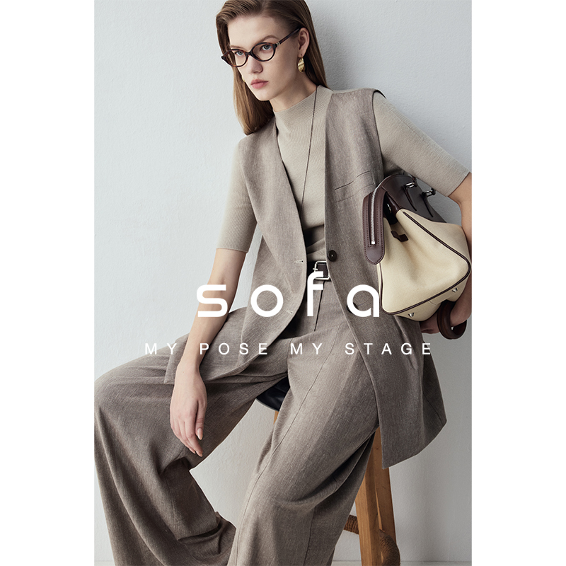 sofa早秋老钱风亚麻套装贵气抗皱