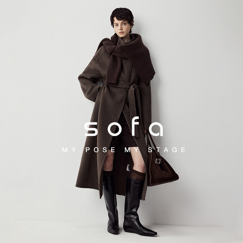 御寒保暖！sofa重磅高克重山羊绒羊毛天丝配比高奢双面呢大衣