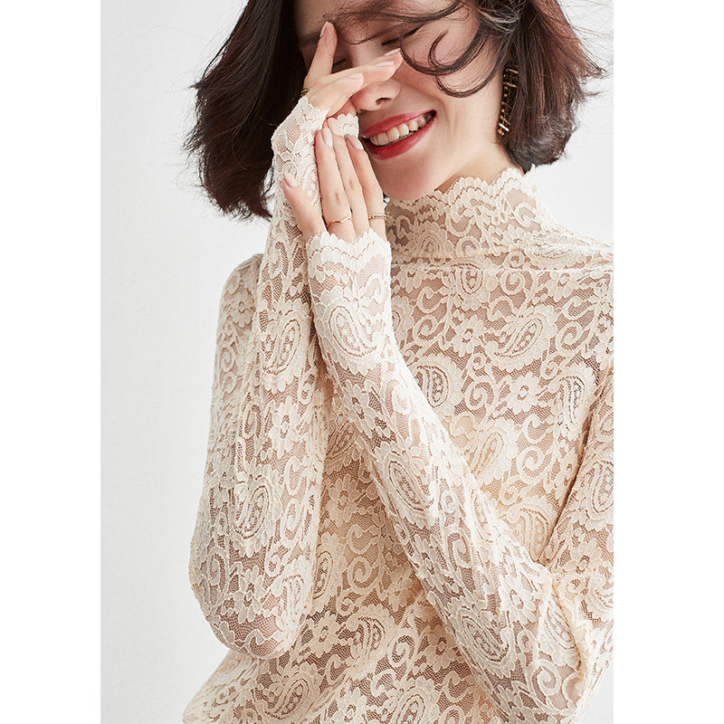 sofa超仙气质花瓣领蕾丝打底衫女秋季新款内搭小衫温柔风长袖上衣