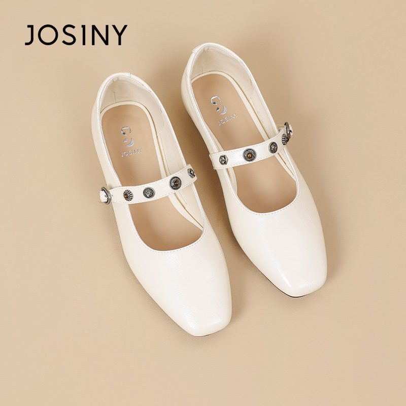 卓诗尼春季新款方头玛丽珍鞋