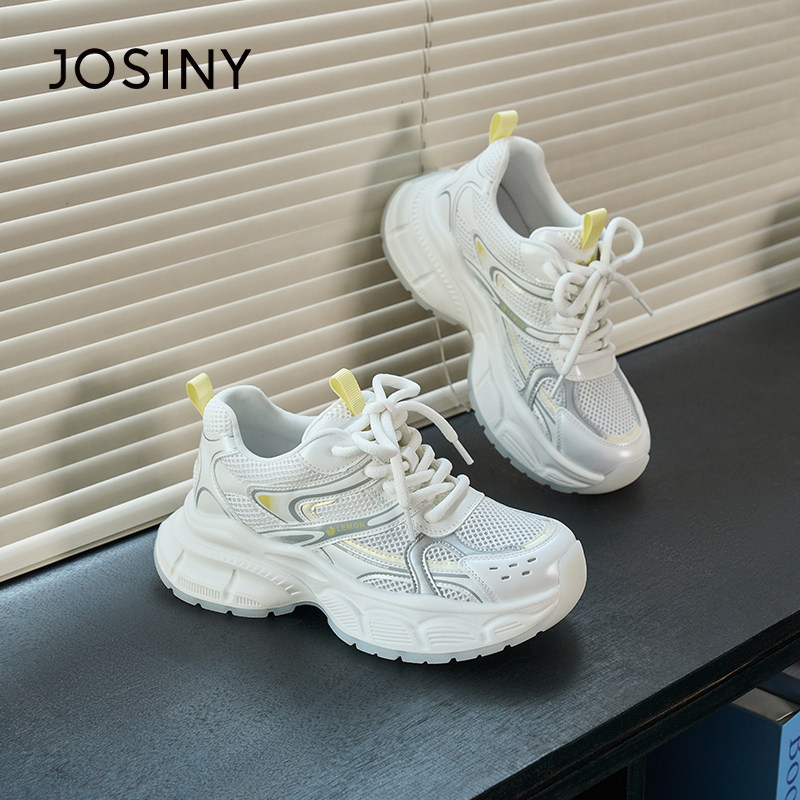 卓诗尼2025年夏天新款厚底老爹鞋女款女鞋子休闲简约老爹鞋