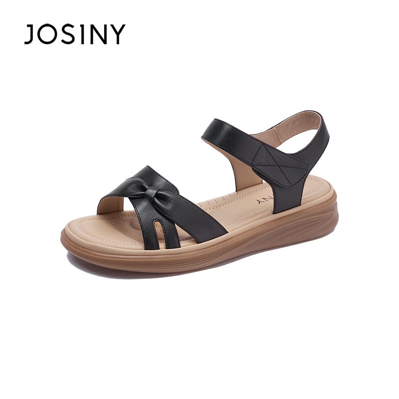 卓诗尼2026年夏季新款平底凉鞋女夏软底不累脚魔术贴百搭舒适鞋