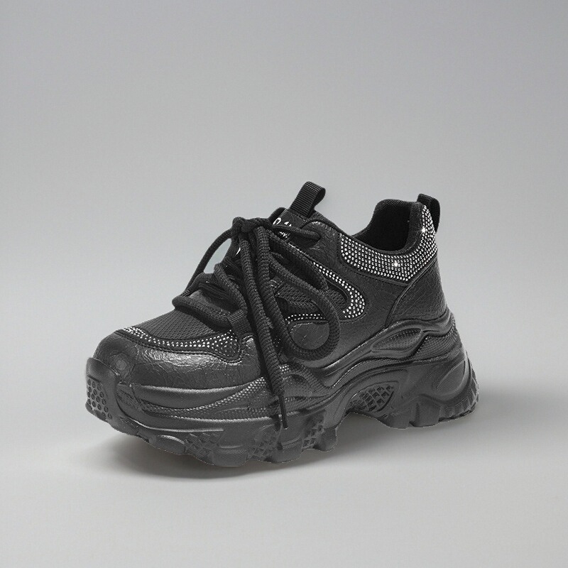 卓诗尼2025冬季新款时尚百搭休闲轻便透气女款舒适老爹鞋女跑步鞋