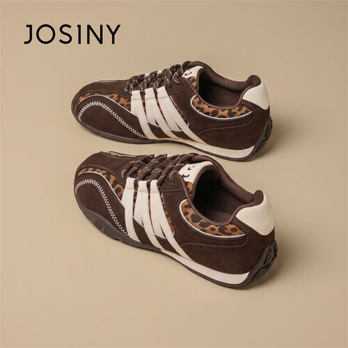 JOSINY复古豹纹德训鞋软底百搭