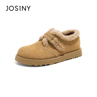 卓诗尼2025年冬季新款时尚百搭休闲女款厚底舒适勃肯鞋保暖棉鞋