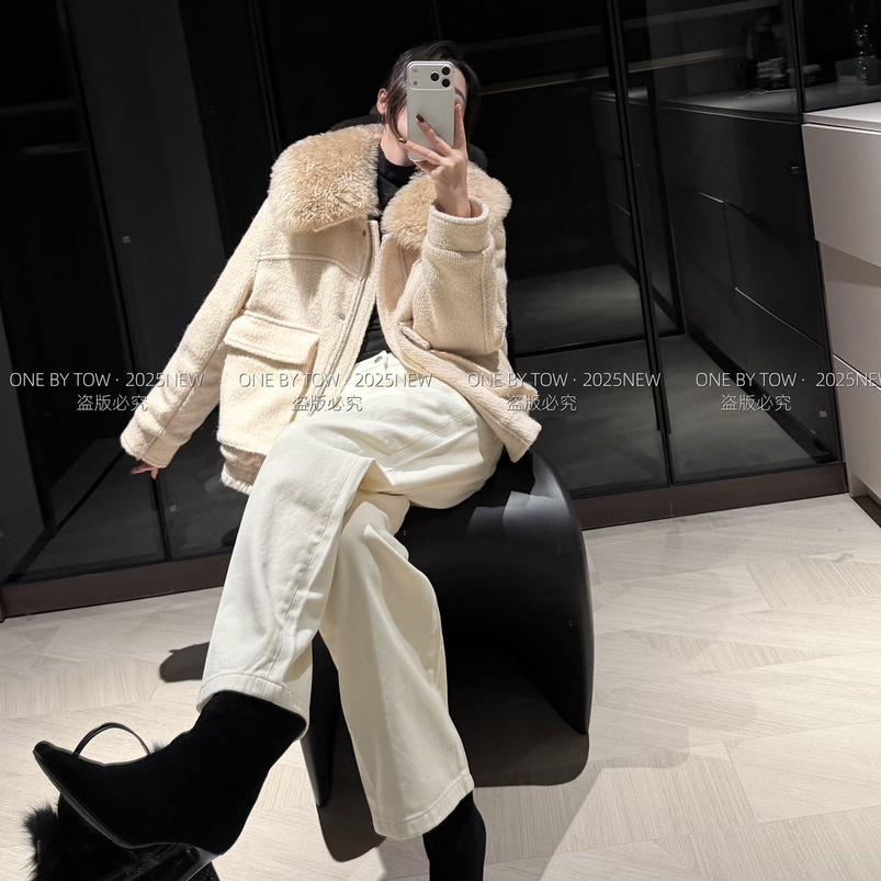 ONE BY TO诺诺古高级宽松保暖羽绒服外套(配可拆真羊卷毛毛领)282