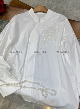 诺诺设计冬上新极简大牌老钱新中式重工钉珠棉衬衫YS2-t166