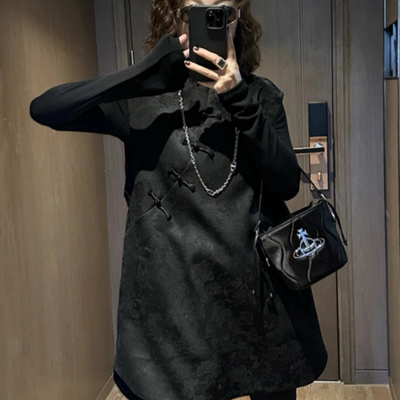 诺诺设计极简大牌老钱新中式立领提花盘扣宽松版型马甲YS2-t204