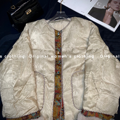 诺诺冬上新新中式圆领提花拼接保暖羽绒服外套YS4-Js022