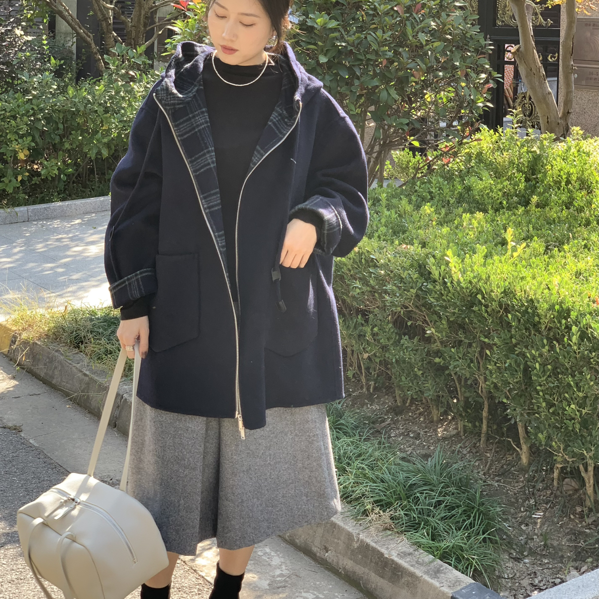 诺诺链韩系胖妹妹中长款大衣羊毛外套（含5骆驼绒）5骆驼绒S91