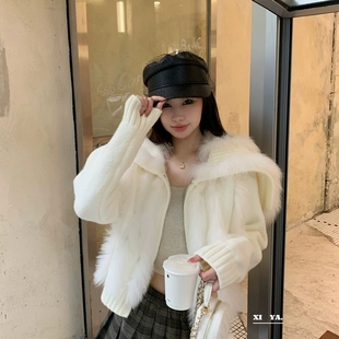 诺诺小众端小众设计感优雅知性毛绒拉链保暖毛衣1955