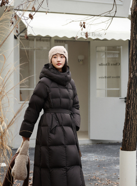 诺诺小众季上新休闲连帽收腰长款保暖羽绒服外套(配腰带)CHA912