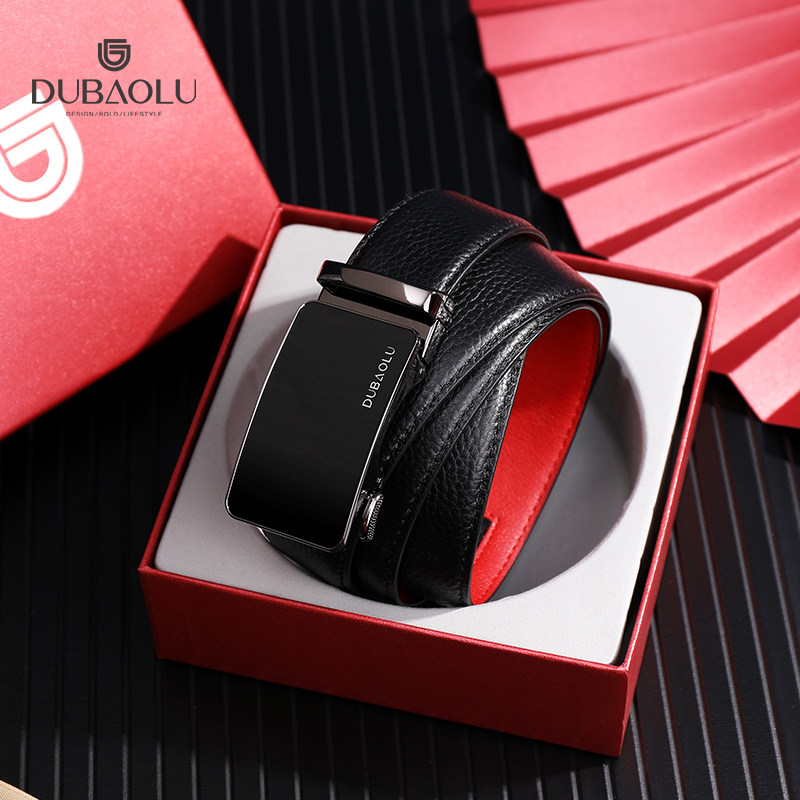 都宝路皮带男牛皮自动扣头层纯牛皮裤带年轻人本命年男士红腰带