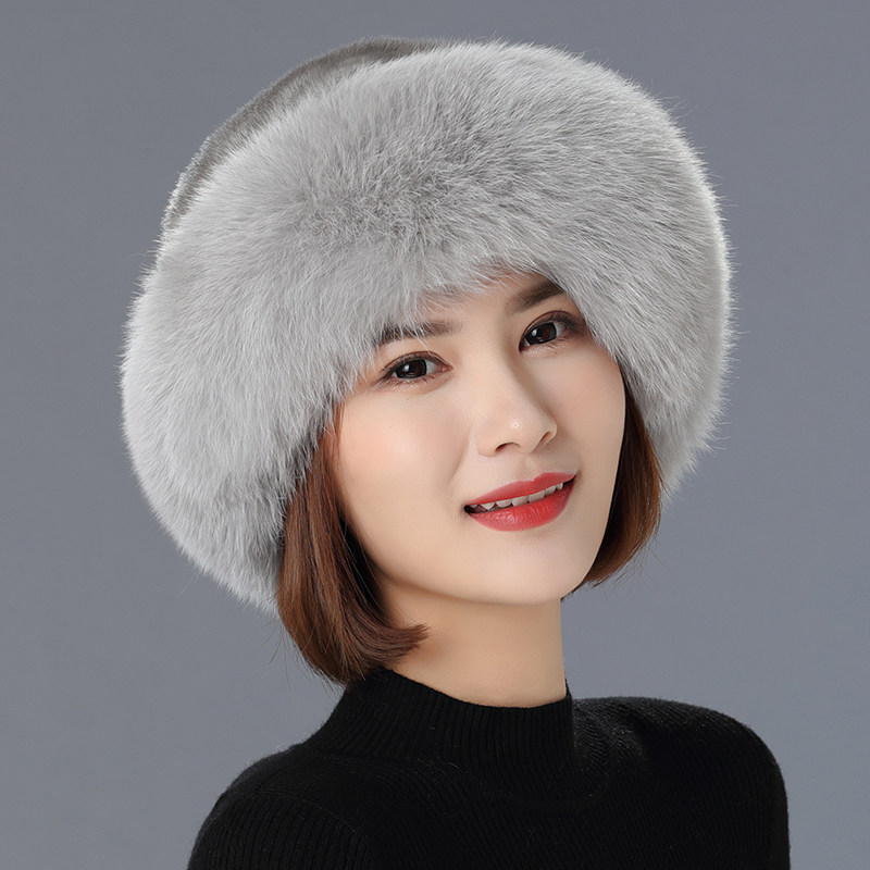水貂毛帽子女士冬季新款优雅保暖狐狸毛整貂皮草帽子女冬天貂皮帽