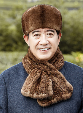 整貂皮帽子男士冬季保暖皮草帽子中老年人父亲雷锋帽老头帽裘皮帽