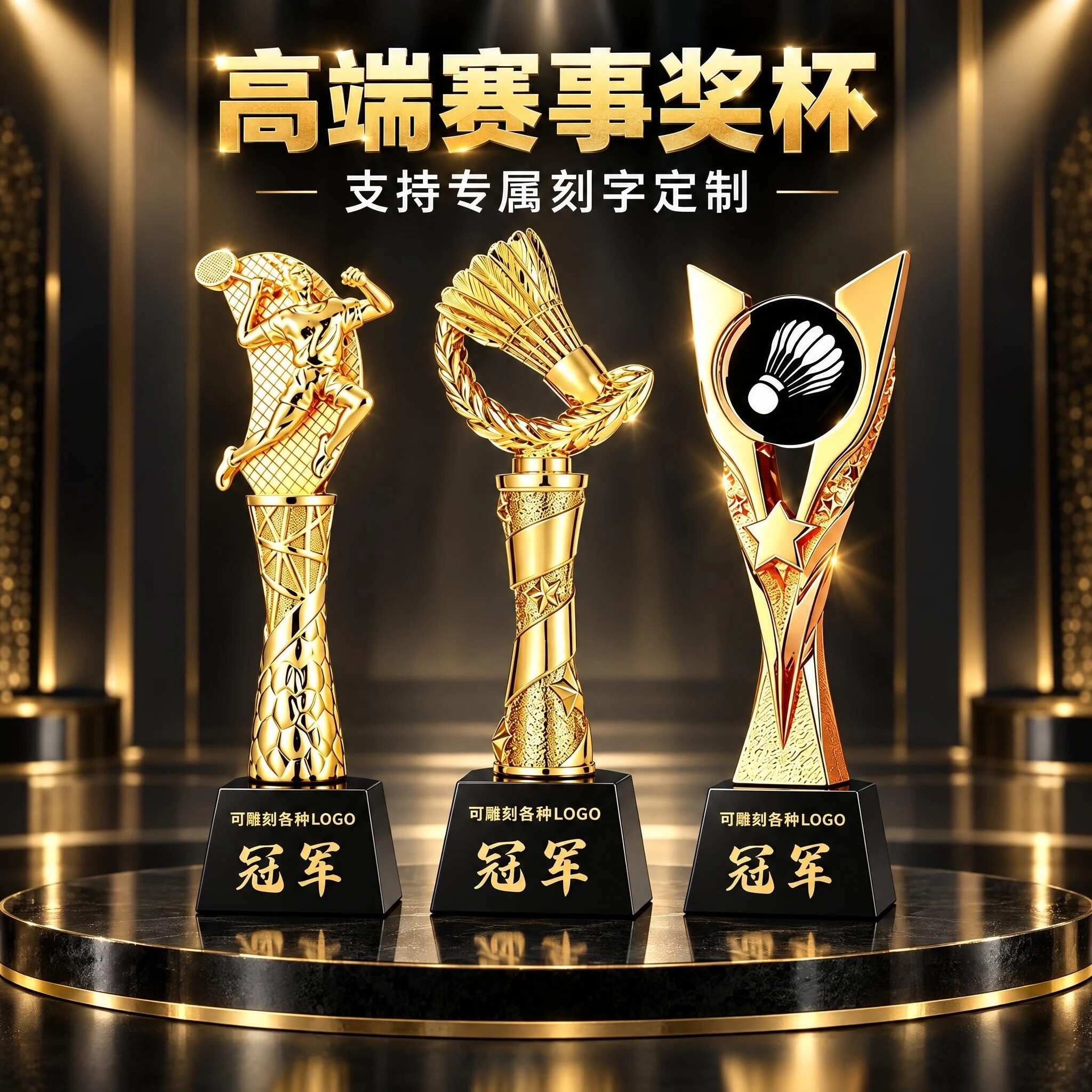 2026树脂羽毛球奖杯定制运动会