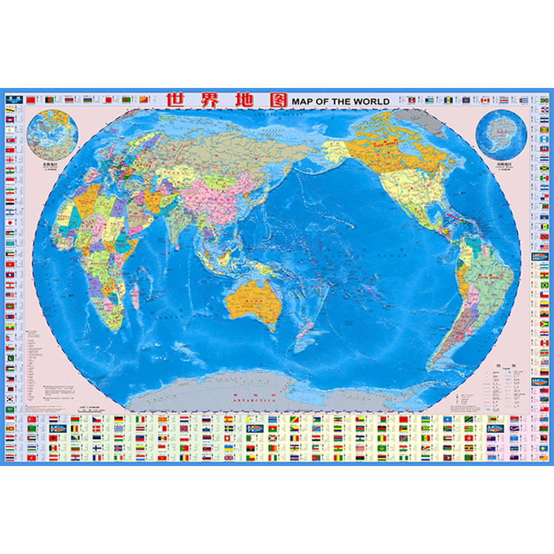世界地图知识版2022大比例尺全图955x650mm政区地名国家首都主要城市