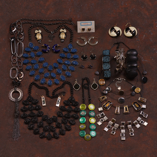 36法国外贸2006-2007产老货孤品IKITA复古女珐琅釉夸张项链圈耳环