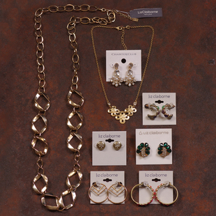 J57欧美复古老货2006 2007出口余量夸张项链毛衣链耳环夹钉饰女