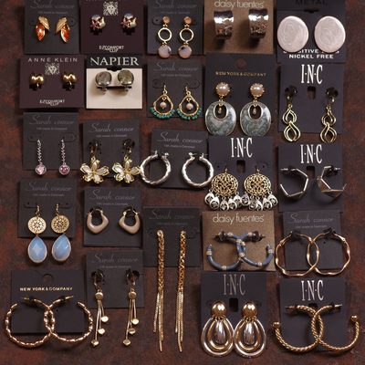 珐琅釉手工港风度假耳环夹钉饰