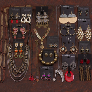 J48出口欧美2006 样品复古长毛衣链项链耳钉女 2007年老货夸张打版