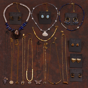 80天然淡水珍珠虎眼石母贝壳玻璃水晶女叠戴项链耳环夹钉手链日常