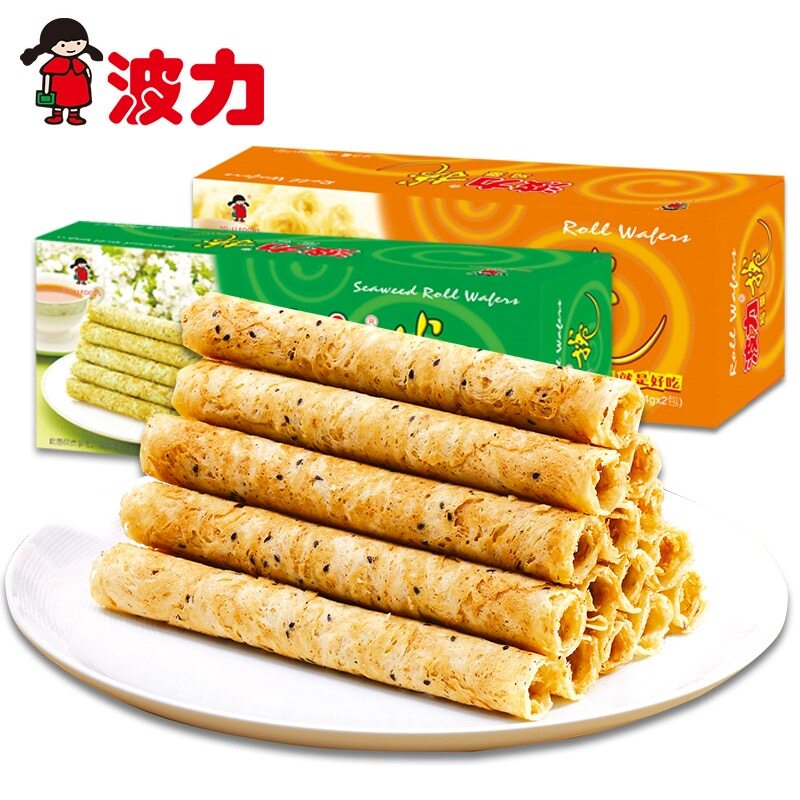 波力蛋卷鸡蛋味海苔味108g酥脆鸡蛋蛋卷波力蛋卷