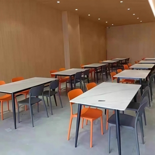 餐饮商用桌子快餐店饭店食堂餐厅小吃店专用长方形岩板餐桌椅组合