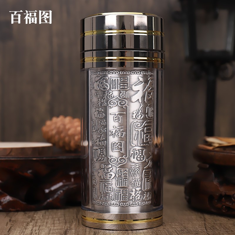 银水杯999纯银足银内胆保温杯随手杯云南雪花银杯 银离子消毒杀菌