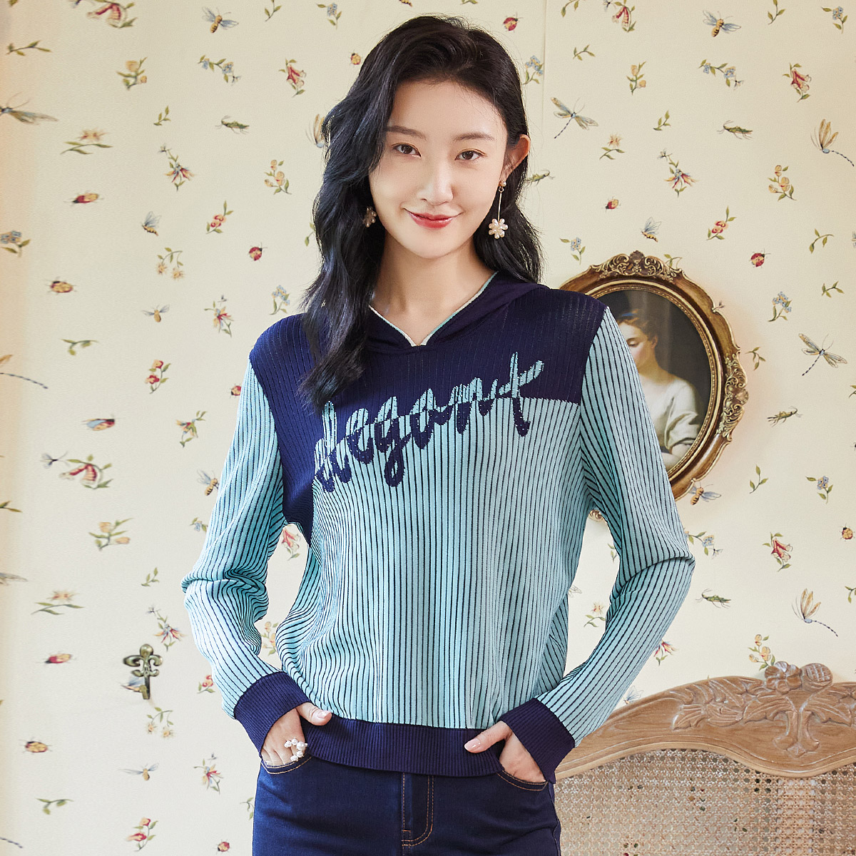 歌蒂诗春季连帽毛针织衫