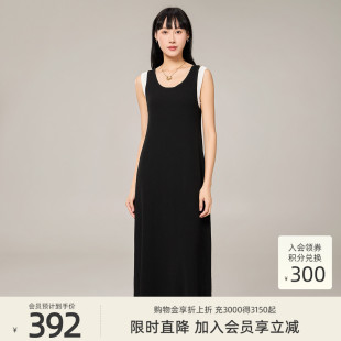歌蒂诗春季 经典 百搭黑色显瘦无袖 连衣裙8F16L3622 专柜新款
