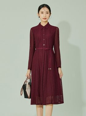 歌蒂诗春季专柜新款时尚通勤收腰显瘦气质POLO领连衣裙 1B34L1554