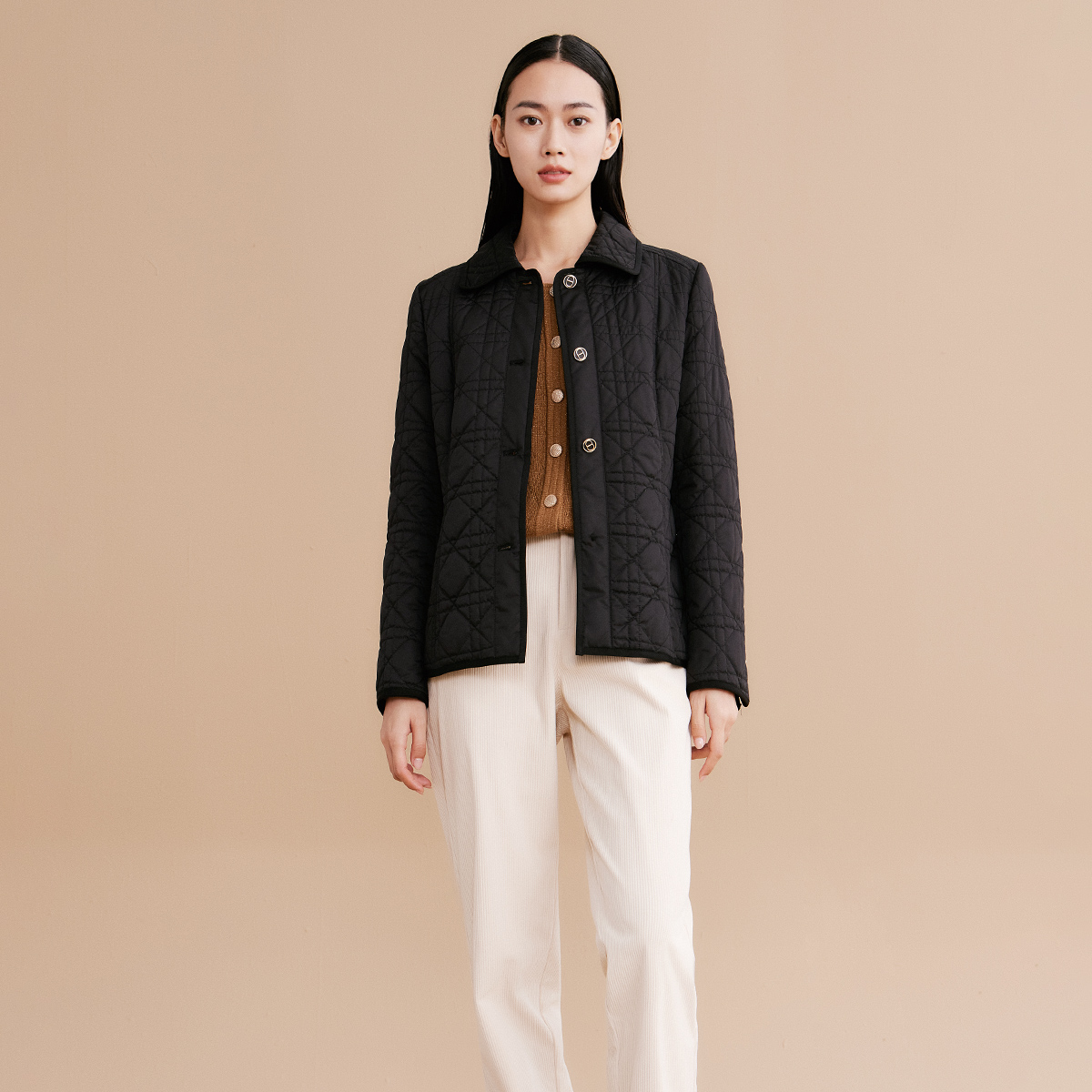 歌蒂诗秋季专柜新款休闲简约直筒显瘦通勤舒适棉衣外套1D33M1537