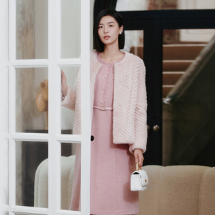 8E42C0789 简约高级气质水貂毛皮草外套女 歌蒂诗2024冬季 专柜新款