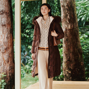 1E43Y3764 貉子毛领美拉德色鹅绒羽绒服 歌蒂诗冬专柜新款 时尚