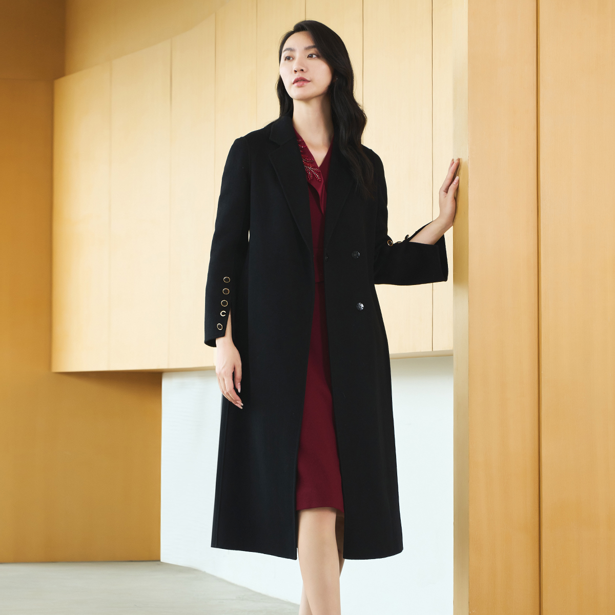 歌蒂诗长款毛呢大衣外套