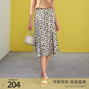 印花氣質(zhì)顯高過膝半身裙女 歌蒂詩(shī)夏季 專柜新款 時(shí)尚 8D22Q1832