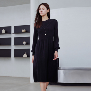 8D42L2652 简约气质100%羊毛显瘦连衣裙女 歌蒂诗冬季 专柜新款