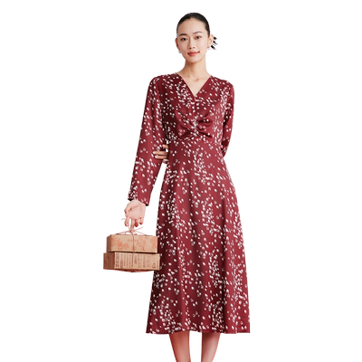 歌蒂诗时尚印花收腰显瘦连衣裙