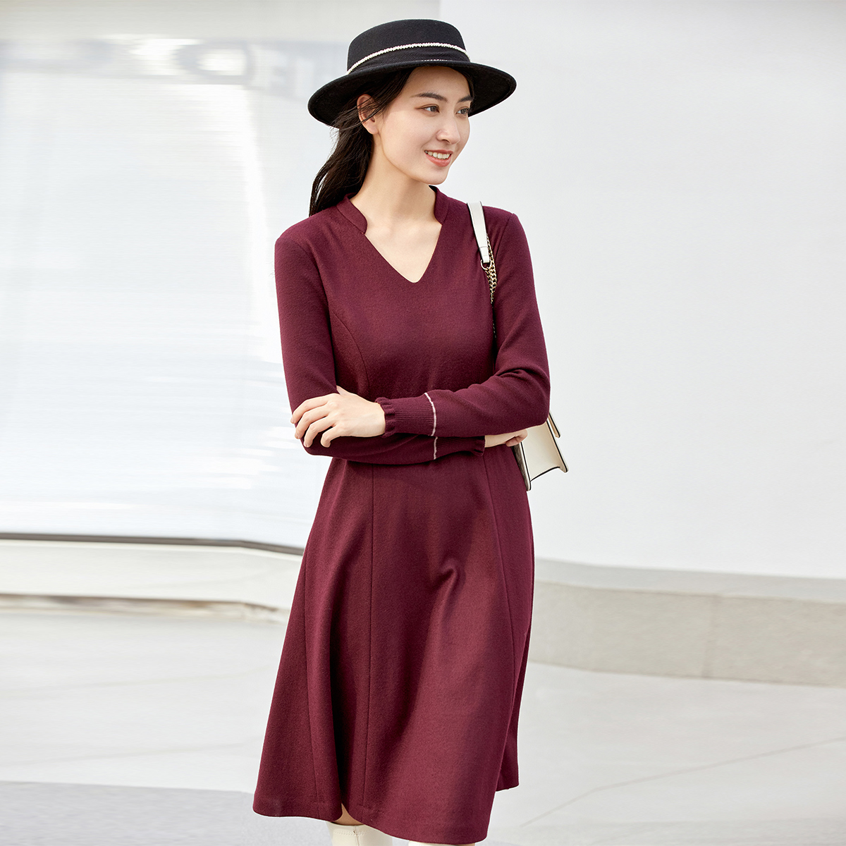 歌蒂诗通勤羊毛复古连衣裙