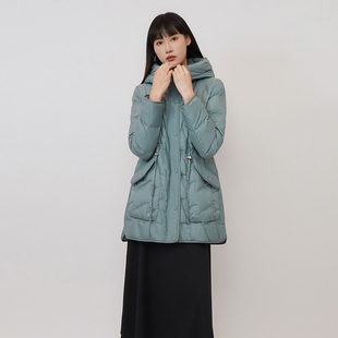 通勤抽绳收腰鸭绒连帽羽绒服女8C46Y1640Y 时尚 歌蒂诗冬季 专柜新款