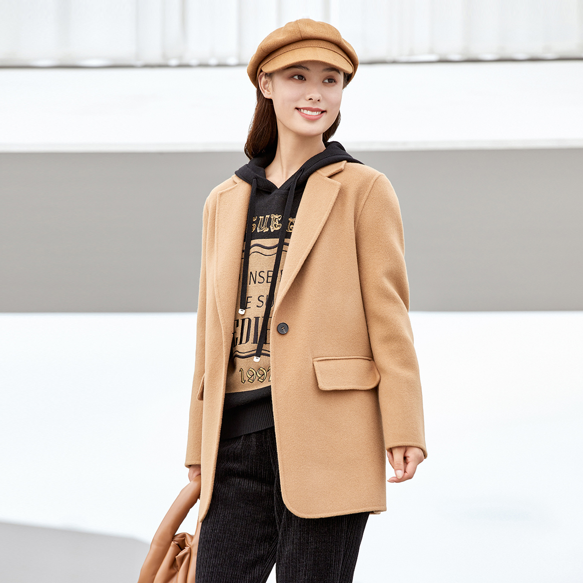 歌蒂诗羊毛中长款休闲通勤大衣