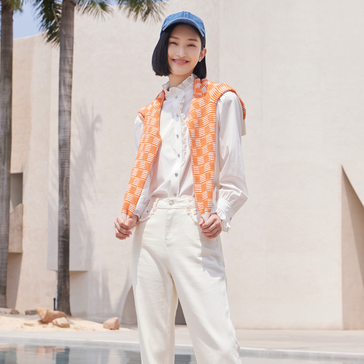 歌蒂诗宽松简约时尚花边领长袖